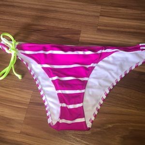 Hollister pink striped bikini bottoms